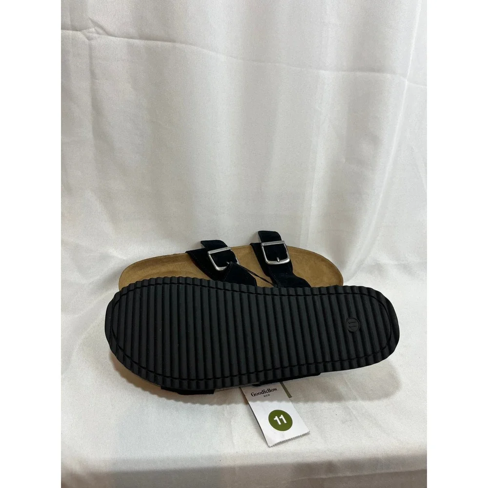 Goodfellow & Co Mens Black Two Strap Buckle Slide Sandals Size 11 New